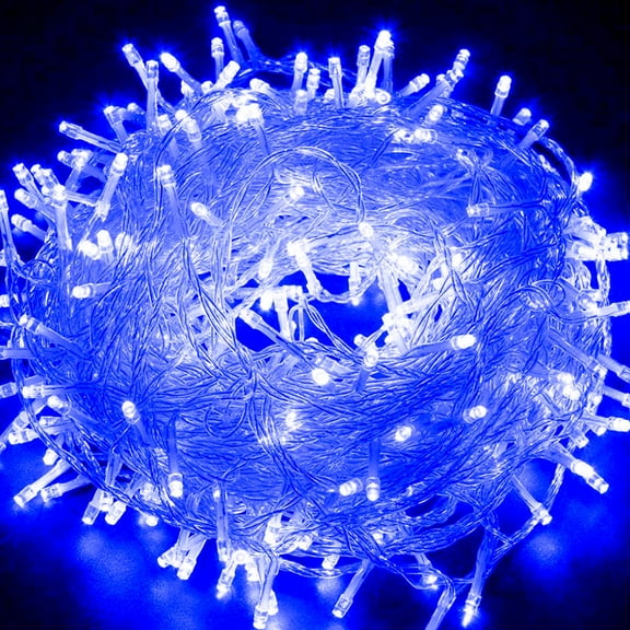 33FT 100 LED String Lights Indoor Outdoor Waterproof, Christmas Lights on Clear Wire, 8 Modes Twinkle Fairy String Lights for Xmas Tree Wedding Decorations Party Bedroom Garden (Blue)