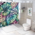 thumbnail image 7 of Awypu Green Leaves Tropical Palm Leaf Decorative Summer Shower Curtain Set White, 7 of 7