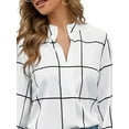 thumbnail image 3 of DYMADE Women Plus Size Long Sleeve V-neck Loose Pullover Plaid Blouse, 3 of 4