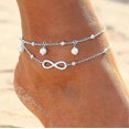 thumbnail image 1 of Boho Double Anklet Silver Bead Anklet Bracelet Beads Chain Forever Foot Jewelry for Women and Girls-Qhzl, 1 of 5