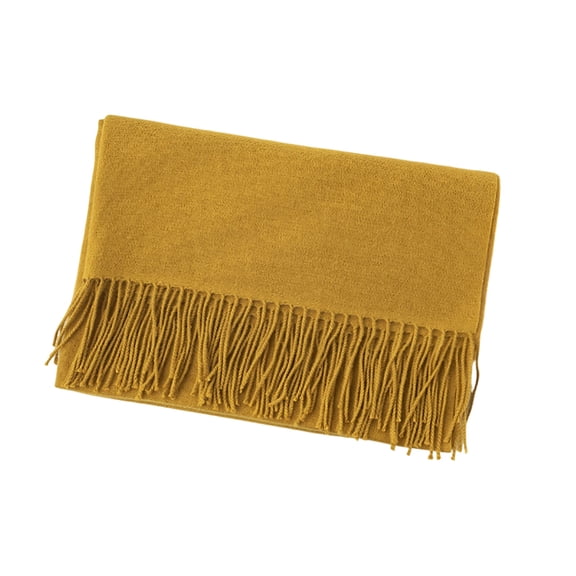 Kvture Women Solid Thick Scarf Warm Shawl Wraps Female With Tassel Scarves Yellow Shawl Free Size