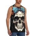 thumbnail image 2 of Kdxio Bow Flower Skull for Men's Muscle T-shirt,Sleeveless for Workout Running Athletic Gym Lounge Casual, 2 of 5