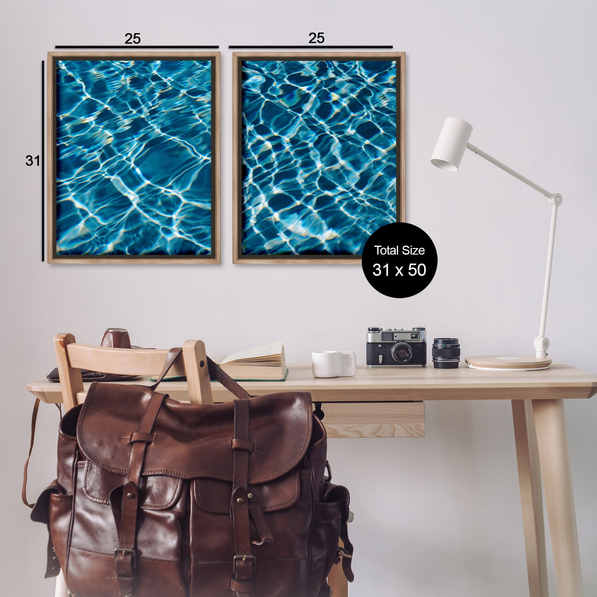 Stupell Industries Inviting Clear Pool Water Nautical & Beach Painting Brown Floater Framed Canvas Art Print Wall Art, 31 x 25, Set of 2
