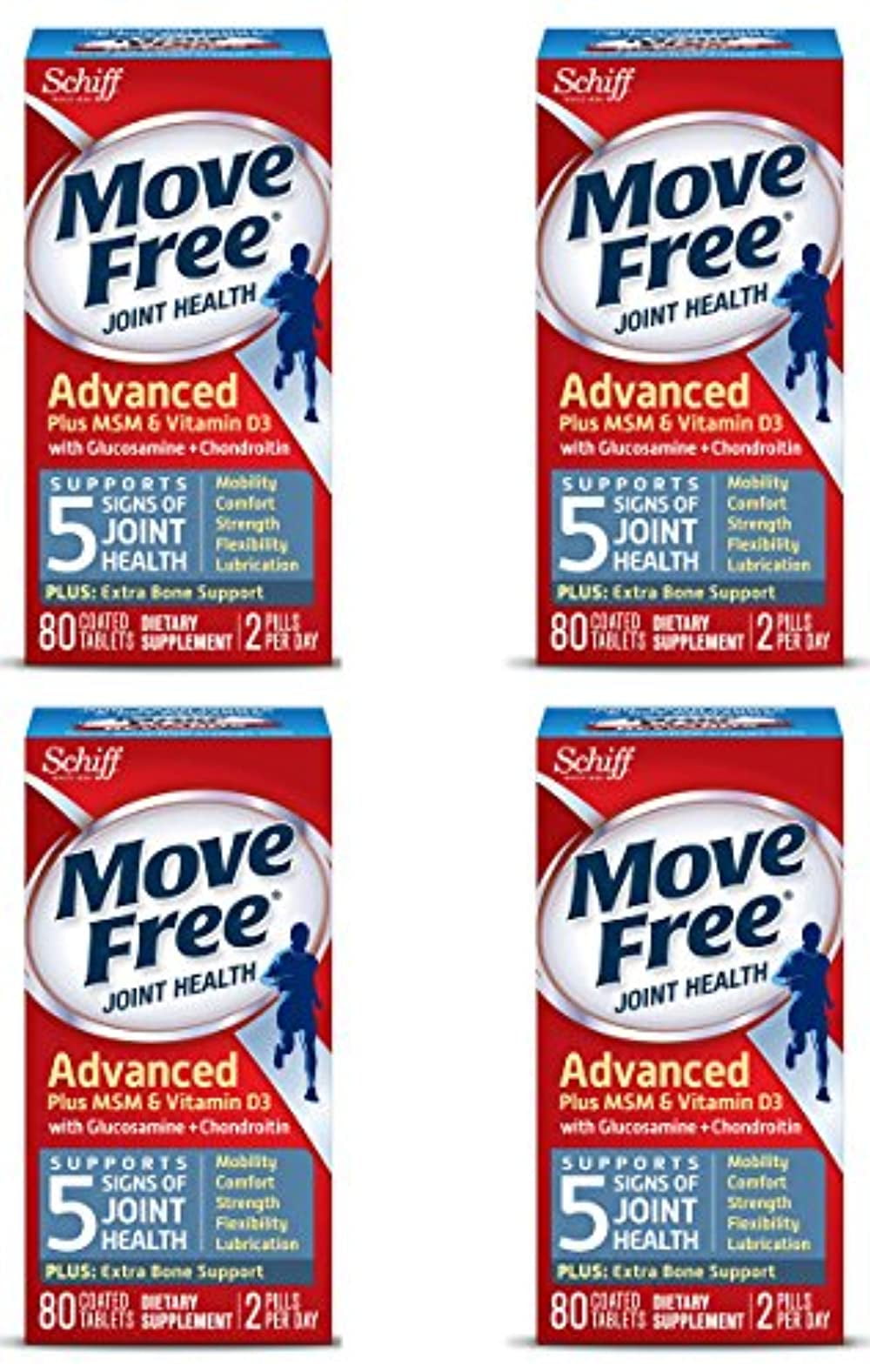  Move Free Advanced Glucosamine Chondroitin MSM + Vitamin D3  Joint Support Supplement, Supports Mobility Comfort Strength Flexibility &  Bone + Immune Health - Tablet, 3x120ct Bottles (120 servings)* : Health &  Household