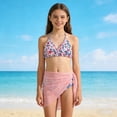 thumbnail image 2 of Gelikeya Girls 3 Piece Swimsuits Floral High Waisted Bikini Bathing Suit with Mesh Coverups Skirt Girl's Fashion Swimwear X06 Pink & 15-16 Years, 2 of 7
