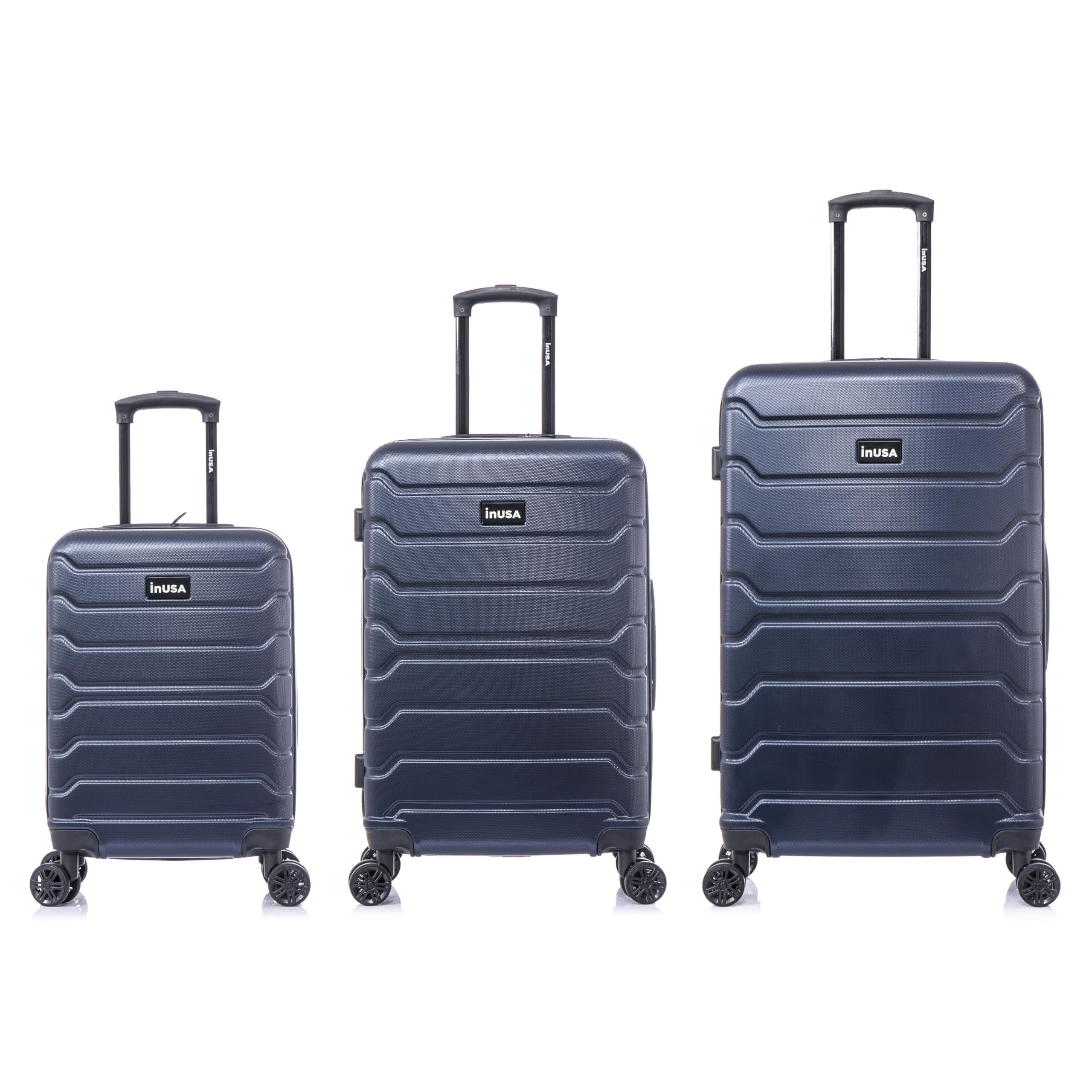 InUSA Trend 3-Piece Hardside Luggage Sets with Spinner Wheels, Handle, Trolley, (20"/24"/28"), Blue