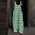 thumbnail image 2 of JULMCOMO Plus Size Jumpsuits for Women Plaid Print Tie Strap Scoop Neck Loose Fit Overalls Sleeveless Vacation Casual Jumpsuits Green M, 2 of 5