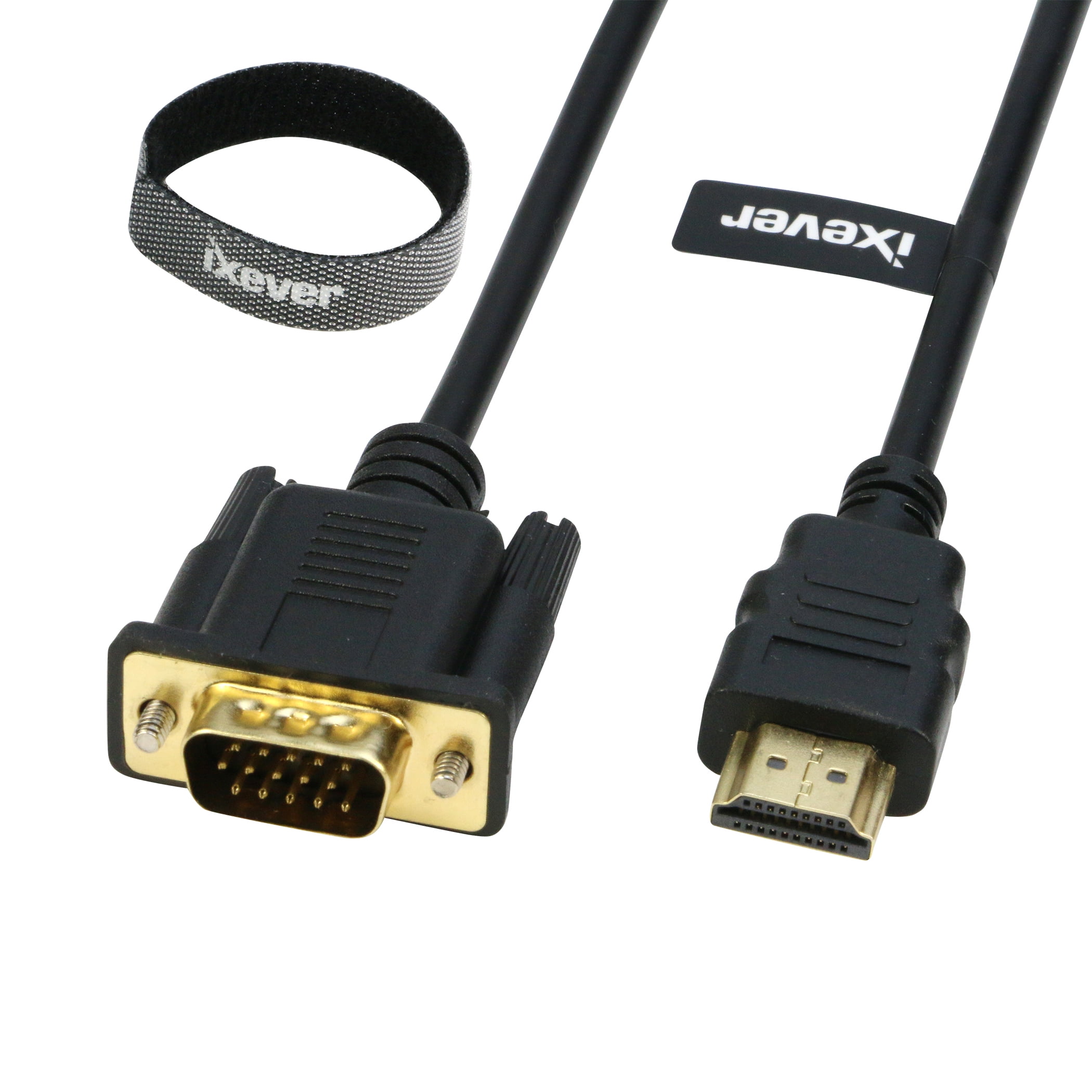 HDMI to VGA Adapter Cable 6FT, iXever Gold-Plated HDMI to VGA Cable Male to Male 1080P Compatible for Computer, Desktop, Laptop, PC, Monitor, Projector, HDTV and More