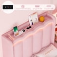 thumbnail image 6 of Hiphuta Twin Size Bed with Power Outlet & LED, Upholstered Princess Beds with Drawer, Twin Beds with Headboard Storage, Pink, 6 of 8