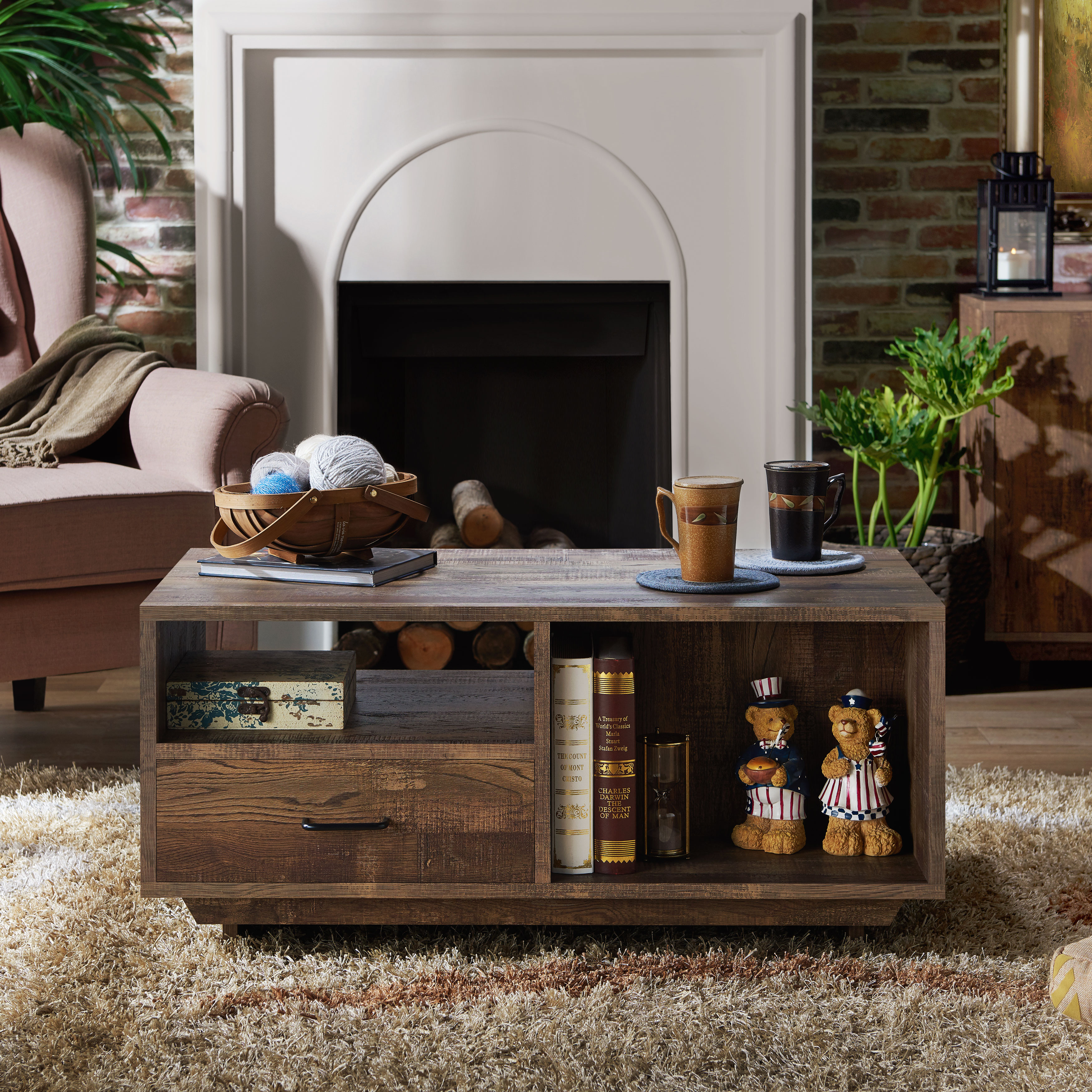 Furniture of America Leyton Rustic Storage Coffee Table