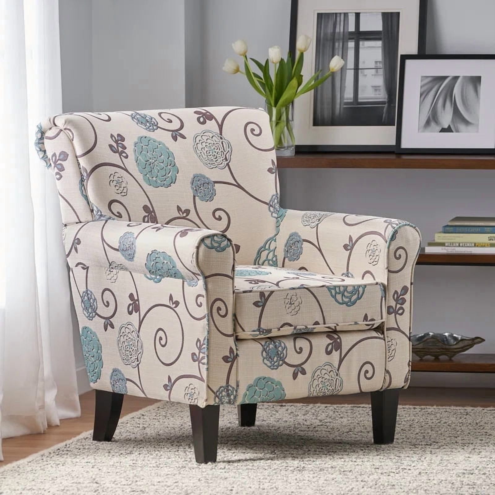 Roseville Fauteuil Club en Tissu à Motif Floral