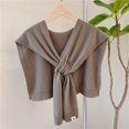 thumbnail image 1 of Cross Shawl, New Fall Shoulders, Solid Color Knit Outer Wear, Thin Style,Oatmeal, 1 of 6