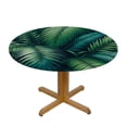 thumbnail image 3 of PIKWEEK Outdoor Fitted Round Tablecloth Watercolor Tropical Palm Colorful Illustration White, 3 of 8