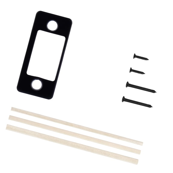 Door Jamb Repair Hardware with Stainless Steel Latch Plate, Black Finish, 4 Screws, 3 Dowels, Worn Area Refit Supplies Renewal