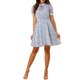 thumbnail image 1 of Vestido de verano floral de manga corta con cuello de lazo de INSPIRE CHIC para mujer en púrpura M, 1 of 6