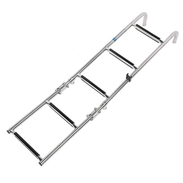 Folding Boat Ladder, Anti Slip Steps 5 Step Pontoon Ladder Safe Boarding with Arched Assist Handrail for Docks