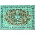 thumbnail image 1 of Ahgly Company Indoor Rectangle Medallion Turquoise Blue Traditional Area Rugs, 6' x 9', 1 of 4
