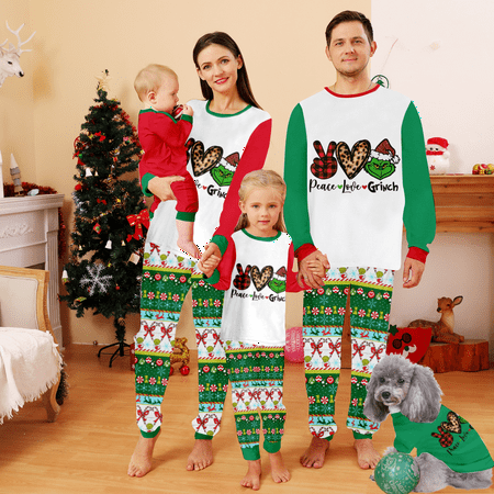 

Grinch Green Hair Monster Christmas Family Pajamas Set Funny Sleepwear Nightwear Outfit Clothes for Women Men Teens