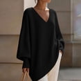 thumbnail image 7 of SeekIslan Women's Sweaters with V Neck Long Sleeve Loose Knit Poncho Pullover, 7 of 7