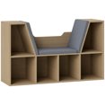 thumbnail image 1 of HOMCOM 6-Cubby Bookcase Bookshelf with Cushion Reading Nook, Oak, 1 of 10