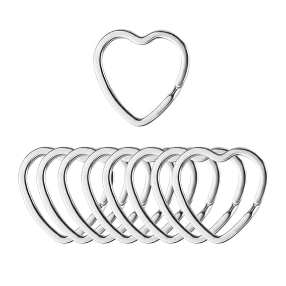 Mandala Crafts 1.2" Silver Heart Metal Key Rings 25 Count