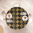 thumbnail image 4 of Ambesonne Checkered Fitted Round Tablecloth, Vintage Square Pattern, 45"- 56" Diameter, Charcoal Grey Pale Coffee, 4 of 5