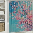 thumbnail image 6 of Chilfamy Flower Shower Curtain, Sakura Blossom Floral Beauty with Sky Japanese Inspired Cherry Spring Theme, Cloth Fabric Bathroom Decor Set with Hooks White, 6 of 7