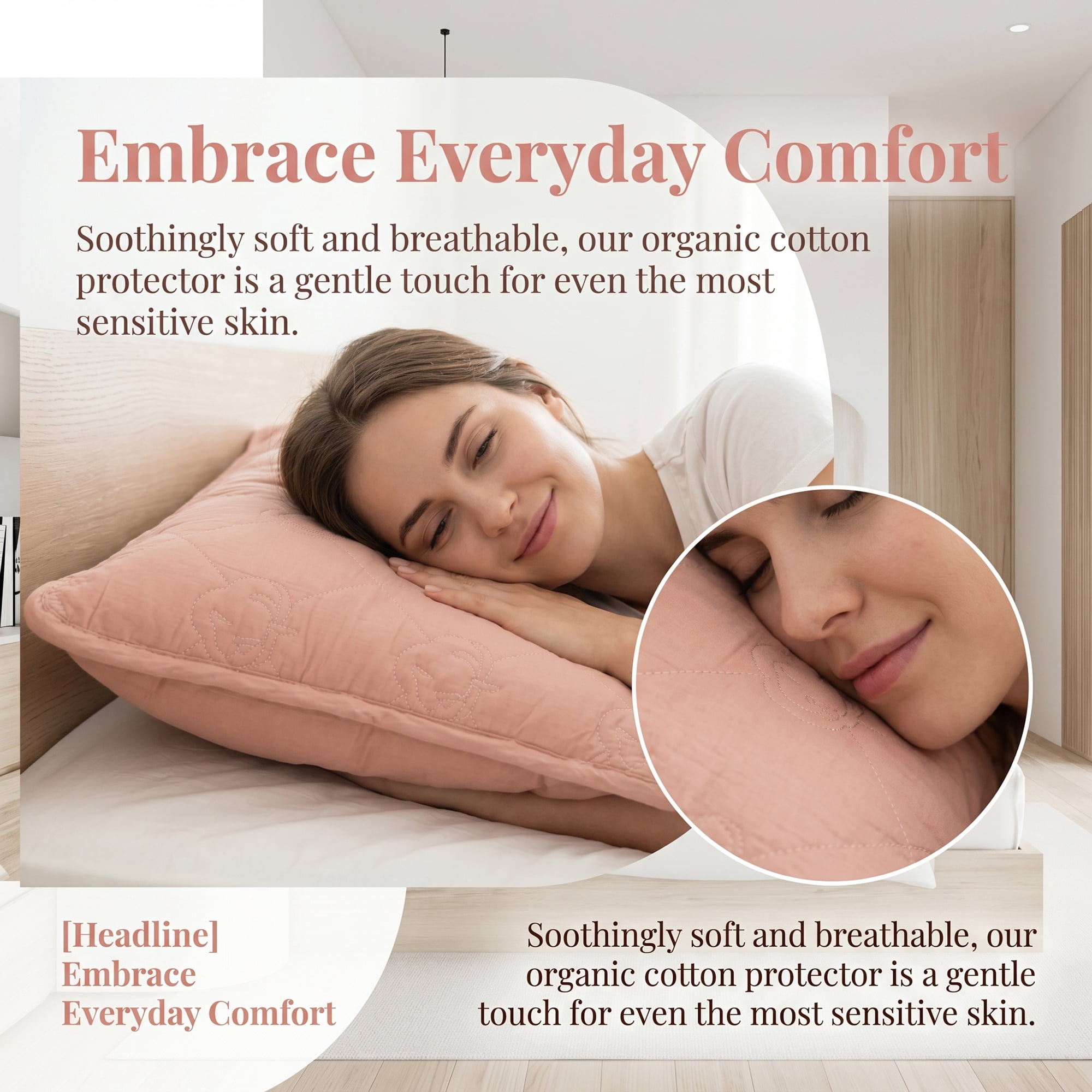 Unique Bargains 1 Pack Breathable Hypoallergenic Cotton Pillow Protector Pink