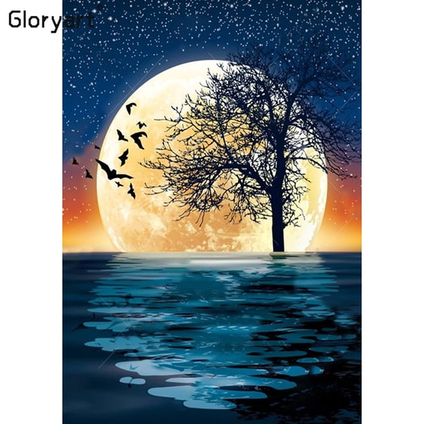 Taladro Pintura Diamante (DE0805) Gloryart 5D DIY Luna Llena Bordado Kit (lw022) 20X30cm Hugtrwg Para estrenar