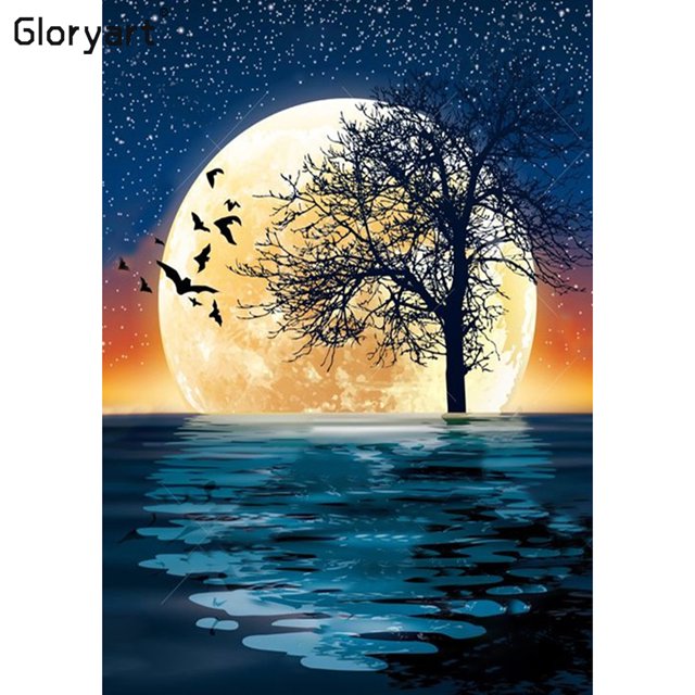 Taladro Pintura Diamante (DE0805) Gloryart 5D DIY Luna Llena Bordado Kit (lw022) 20X30cm Hugtrwg Para estrenar