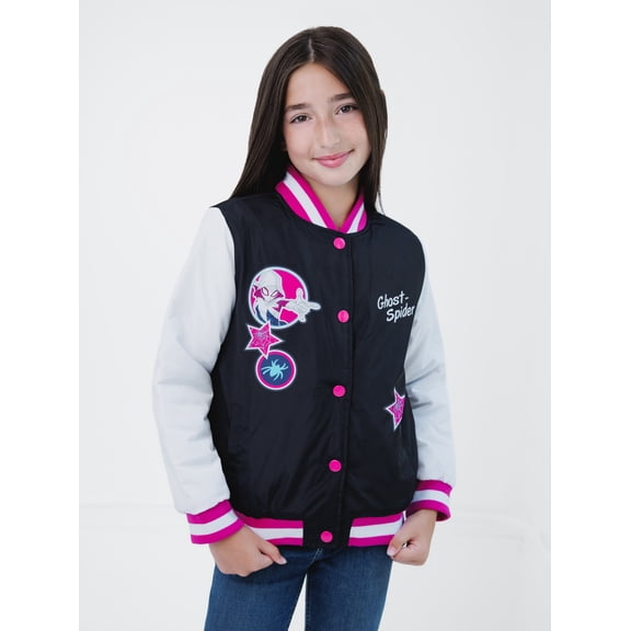 Marvel Spider-Verse Little Girls' Cosplay Bomber Jacket Black Ghost