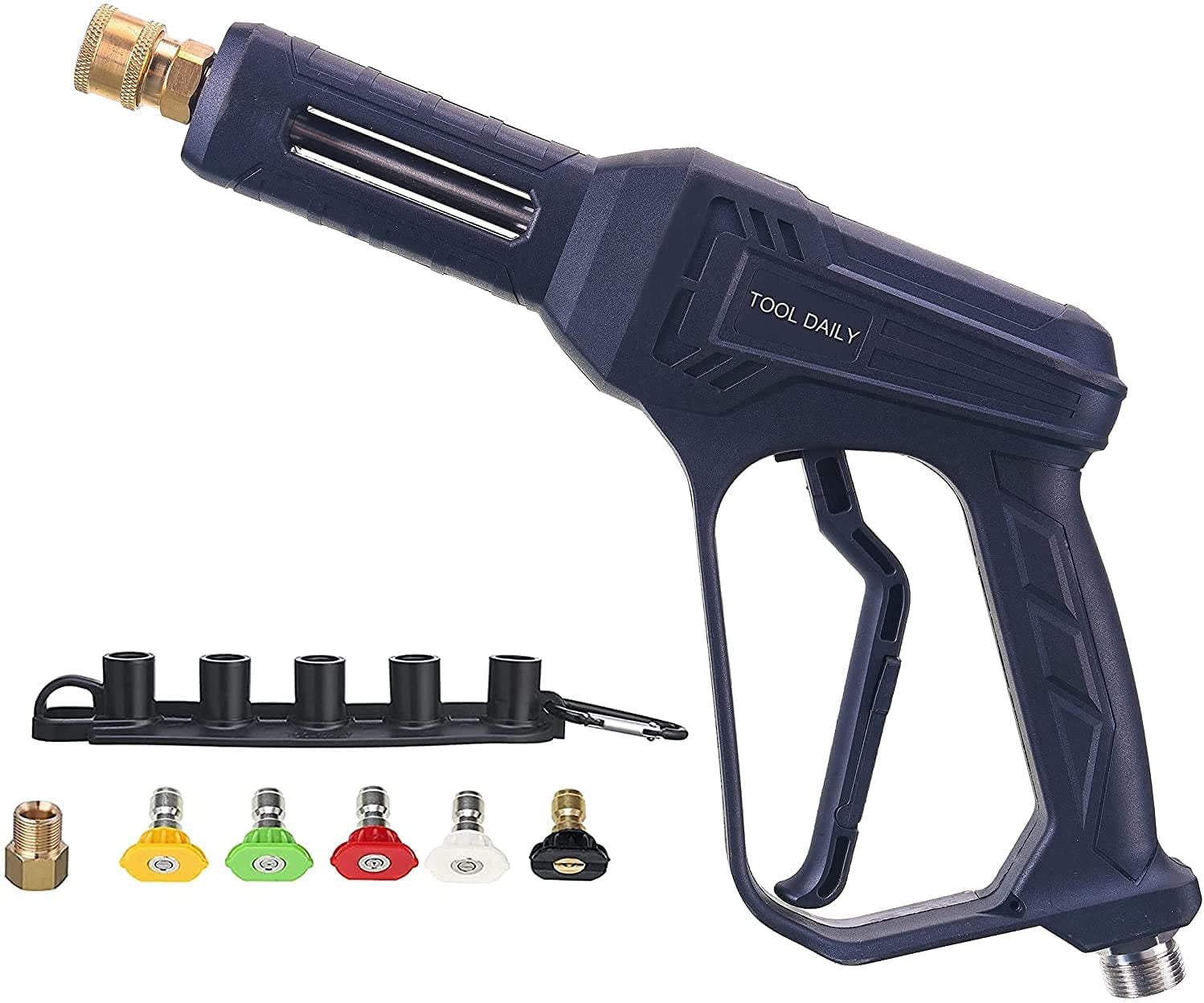 Tool Daily Short Pressure Washer Gun, 5 Spray Nozzle Tips with Nozzle Holder, M22 Thread, 4000 PSI