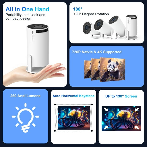 Magcubic HY300 Pro Mini Projector – 4K Android 11, Dual WiFi