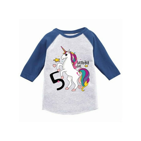 

Awkward Styles Birthday Girl Toddler Raglan Unicorn Jersey Shirt 5th Birthday Unicorn Gifts for 5 Year Old Girl Cute Unicorn Rainbow Outfit 5th Birthday Party for Girls Unicorn Birthday Party Shirt