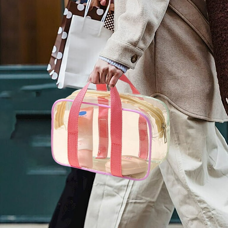 Travel Toiletry Bag Clear - Waterproof Hanging Shower Bag with Zipper,  Portable Transparent Cosmetic Organizer for Airplane, Concert, Camping,  Work Essentials - Friendly & Compact Foldable Design - Walmart.com