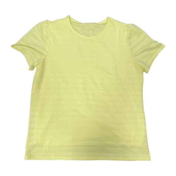 Rafaella Ladies Short Sleeve Fashion Eyelet Style Shirt (Pale Lime Yellow, XL)