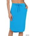thumbnail image 1 of Women & Plus Elastic Waist Self-Tie Knee Length Tulip Hem Midi Skirt with Side Pockets, 1 of 3