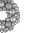 thumbnail image 3 of Northlight 3-Finish Shatterproof Ball Christmas Wreath - 13" - Silver - Unlit, 3 of 3