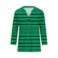thumbnail image 4 of TKLPEHG 3/4 Length Sleeve Womens Tops Lightweight Loose Going Out Tops Button V Neck Tshirt 3/4 Sleeve T Shirts Summer Striped Print Graphic Tee Casual Blouse(Green,M), 4 of 5