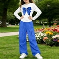 thumbnail image 6 of Cethrio Girls Graphic Outfit Sets, Long Sleeve 2 Piece Daily Spring Fall Kids Clothing Sets Size 7-8 Years Dark Blue, 6 of 6