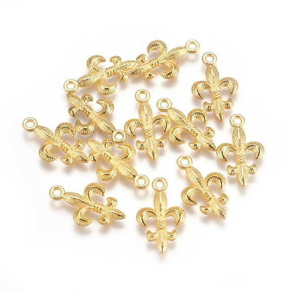 50 pc Tibetan style Alloy Metal Fleur De Lis Pendants Lead Free and Cadmium Free Golden 24x14x3mm Hole: 2mm