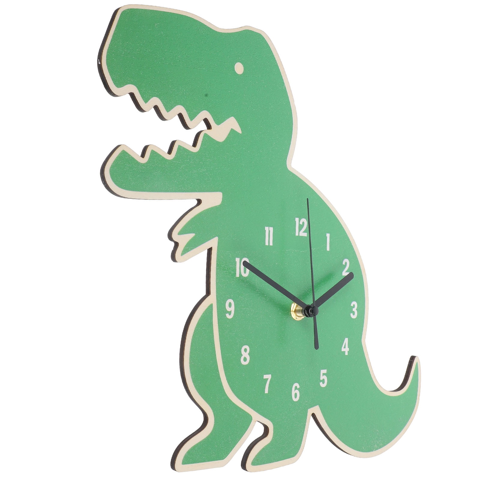Mobutofu Dinosaur Wall Clock 1-Pack Silent Movement Cartoon Basswood Decorative Clock for Kids Bedroom and Playroom