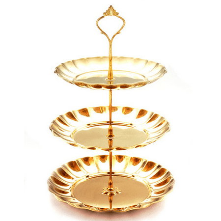 

Stainless steel fruit plate fruit plate candy plate dried fruit plate tea dessert plate pastry plate living room creative cake shelf Golden 2