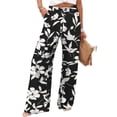 thumbnail image 2 of ANINEO Women Button Summer Casual Beach Pants Trousers High Waisted Wide Leg Pants With Pocket Striped Long Birthday Daily Female Slacks, 2 of 9