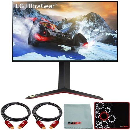 LG 27GP950-B 27 inch UltraGear 4K UHD Nano IPS 1ms 144Hz G-Sync Gaming Monitor Bundle with Deco Gear HDMI Cable 2 Pack + Gamer Surface Mousepad + Screen Cloth
