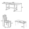 thumbnail image 2 of Harper & Bright Designs Extendable Dining Table Set for 6, Wood Rectangle Kitchen Table Set with Removable Leaf and Trestle Legs and 4 Upholstered Chair and Bench, Gray, 2 of 18