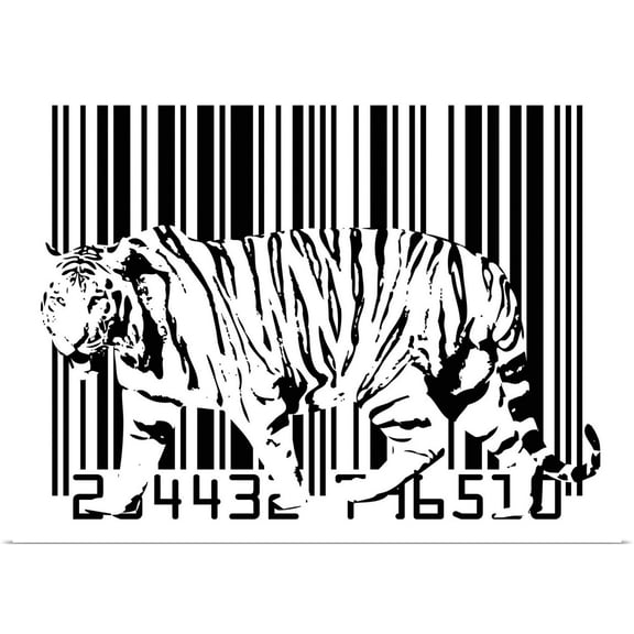 Great BIG Canvas | Rolled Michael Tompsett Poster Print entitled Tiger Barcode