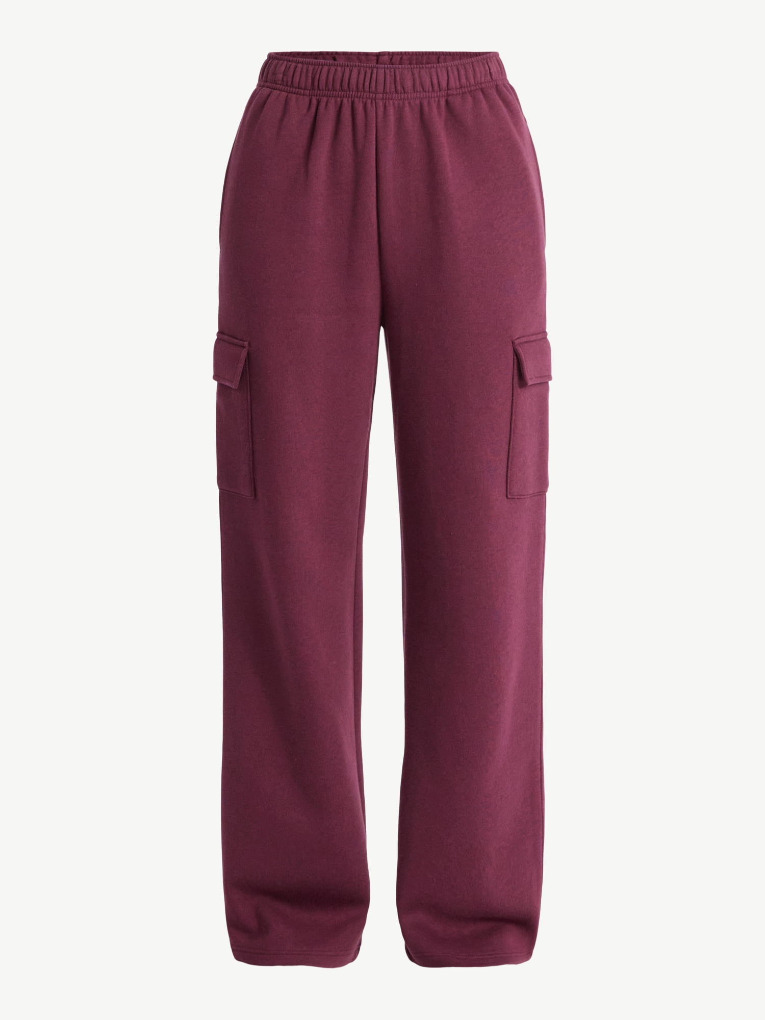 No Boundaries Fleece Cargo Wide-Leg Pants, 30'' Inseam, Women's XXS-XXL