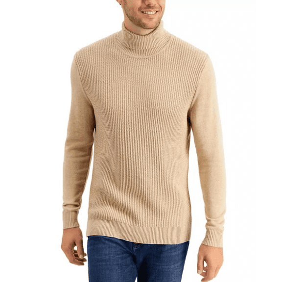 Club Room Men Classic fit Long Sleeve Turtleneck Sweater Medium Beige