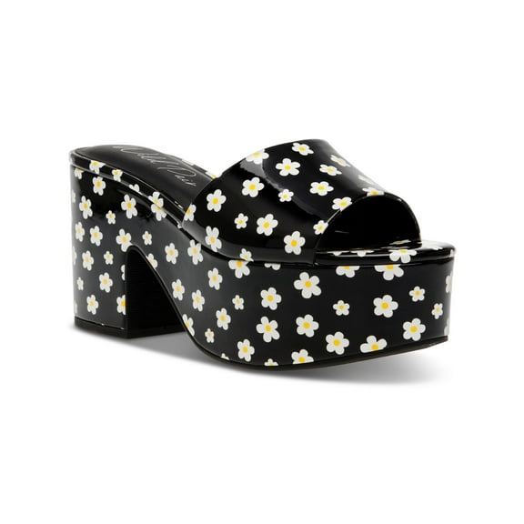 Wild Pair Womens Melborne Patent Floral Print Platform Sandals